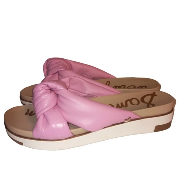 Sam Edelman Agatha Flatform Sport Pink Leather Twisted Knot Slip On Sand… - Picture 7 of 9